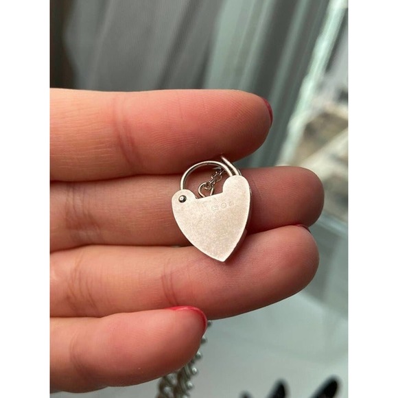 Vintage Sterling Silver Heart Clasp Lock Padlock Charm Bracelet LOCKET - Picture 4 of 9